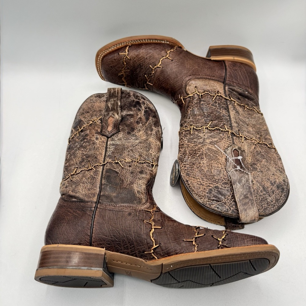 Corral Exotic Ostrich Barbed Wire Boots Men's Size 8.5 D Brown Leather Genuine - Picture 9 of 16